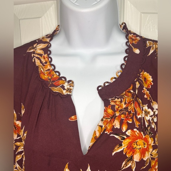 Daniel Rainn Burgundy Floral Blouse | Size PXS | NWT - Picture 4 of 13